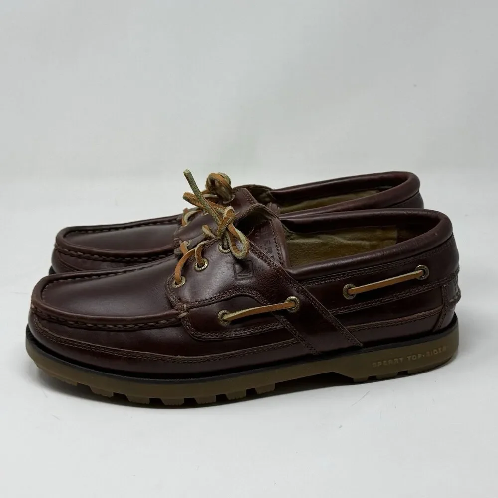 Sperry Authentic Original 3-Eye Lug Sole Boat Shoes Mens 10.5 M Brown Leather